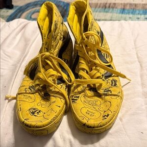 Vans x Peanuts Charlie Brown High Top Sneakers Yellow | Size 8.5 | Rar